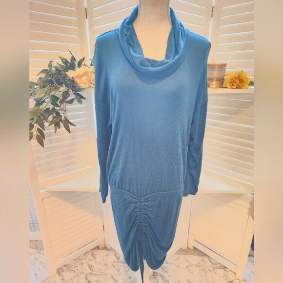 FREE PEOPLE SUNDOWN TEAL BLUE DRESS  MED - Picture 2 of 11